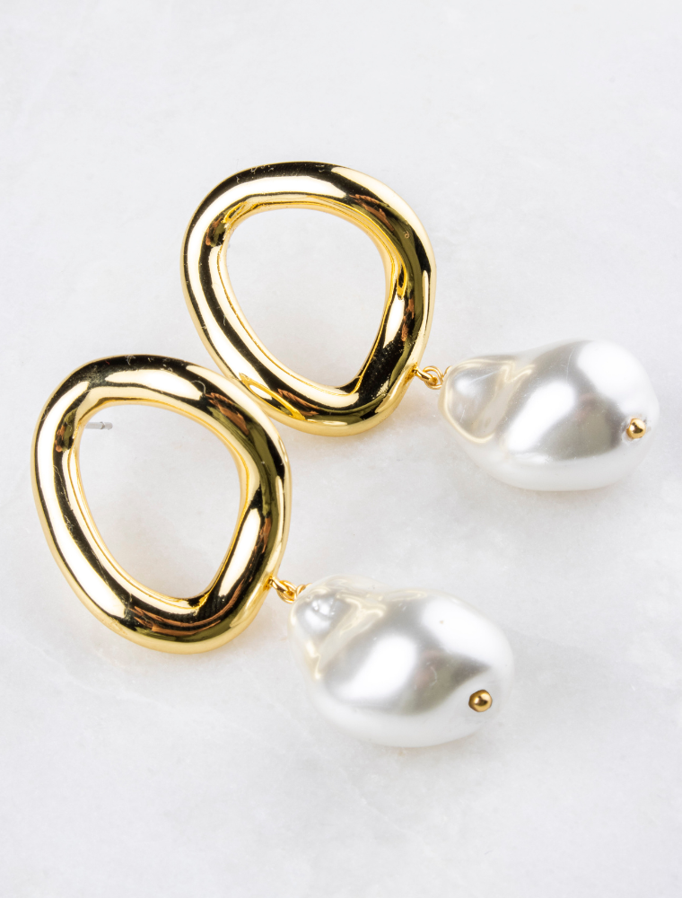 Elishia Drop Earrings - Gold Plated/Pearl - Image 4