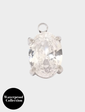 Small Oval Diamante Charm - 135 - Silver/Stainless Steel