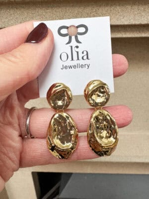 Clara Hammered Drop Earrings - Gold Plated