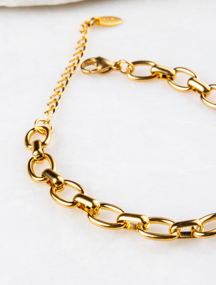 Create Your Own Waterproof Oval Link Charm Bracelet – 18k Gold Plated Stainless Steel - Image 3