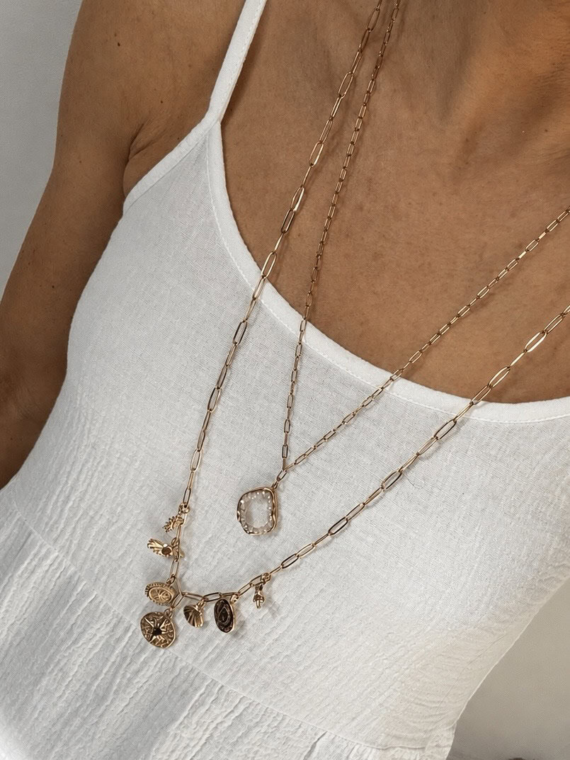 Heather mid length waterproof necklace-18k gold plated stainless steel. - Image 4