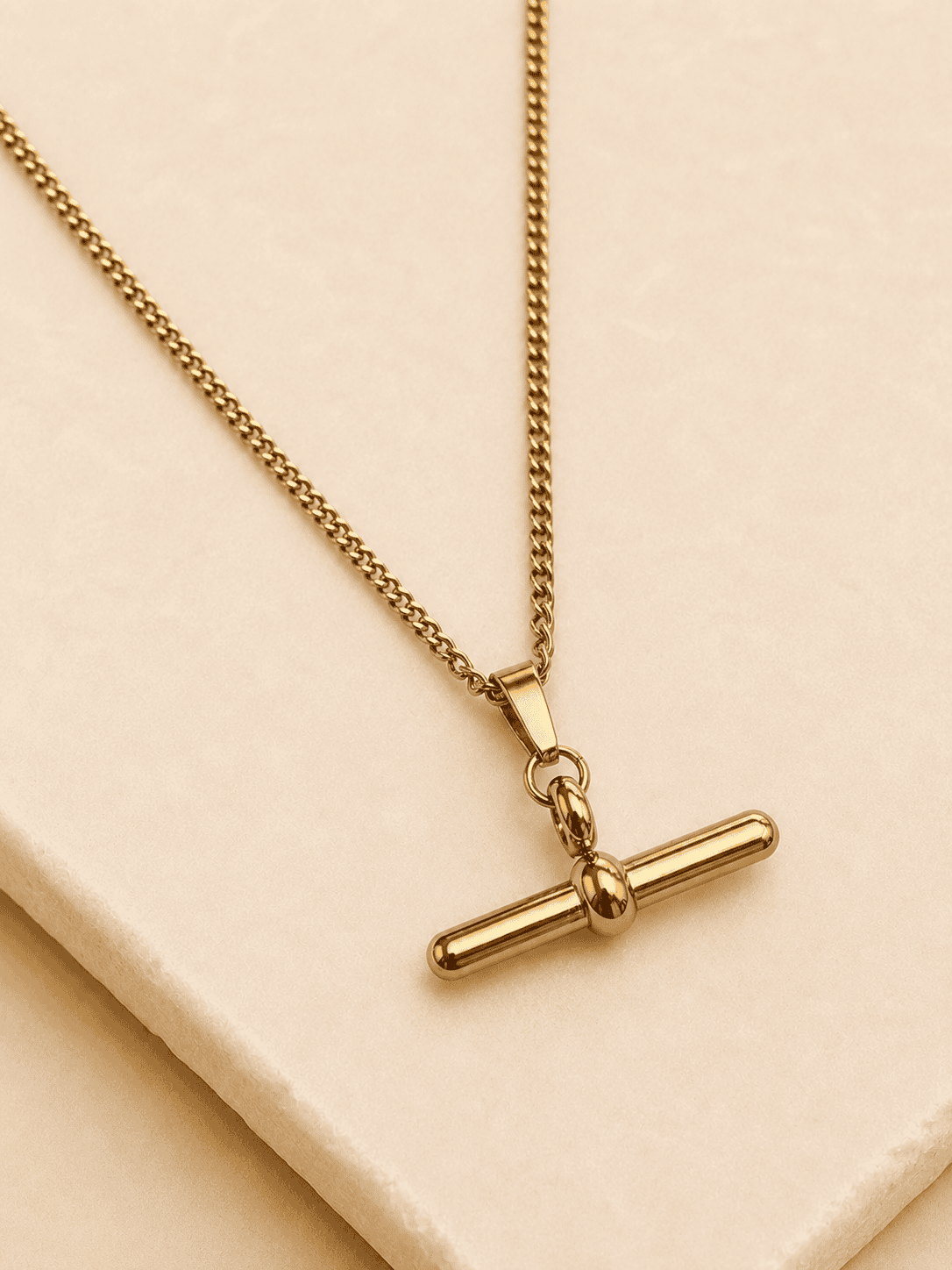 Cecile waterproof t bar necklace-18k Gold plated stainless steel. - Image 3