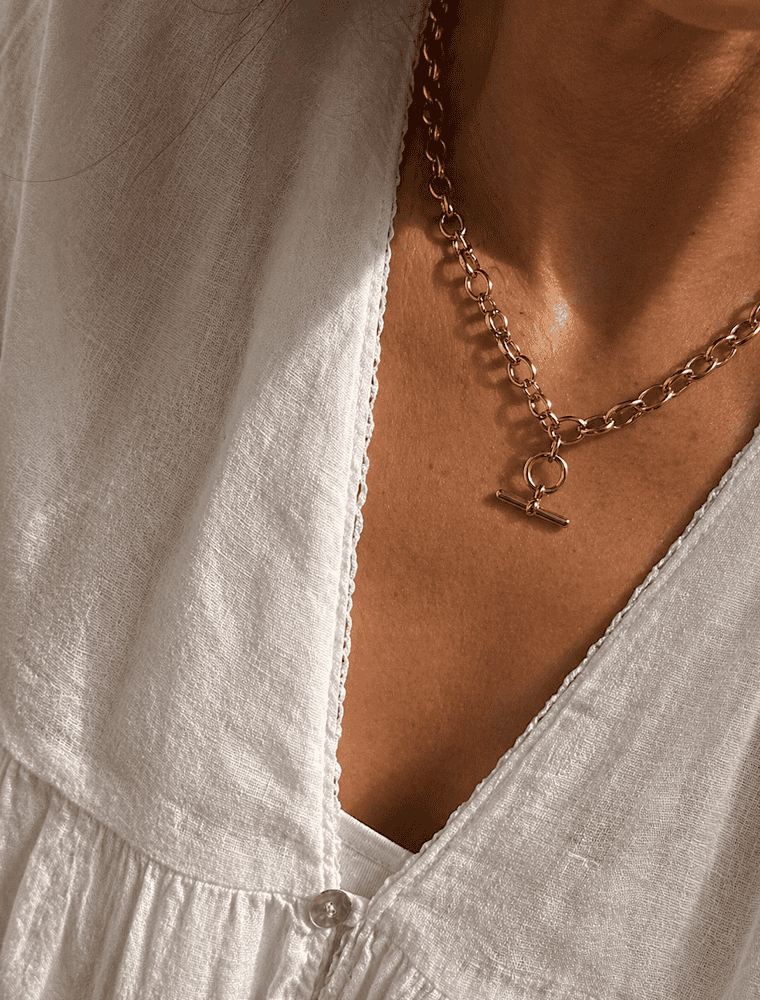 Jasmine T bar waterproof necklace-18k gold plated stainless steel. - Image 2
