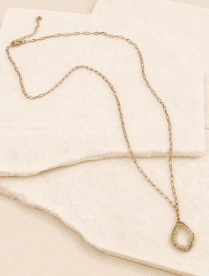 Heather mid length waterproof necklace-18k gold plated stainless steel.