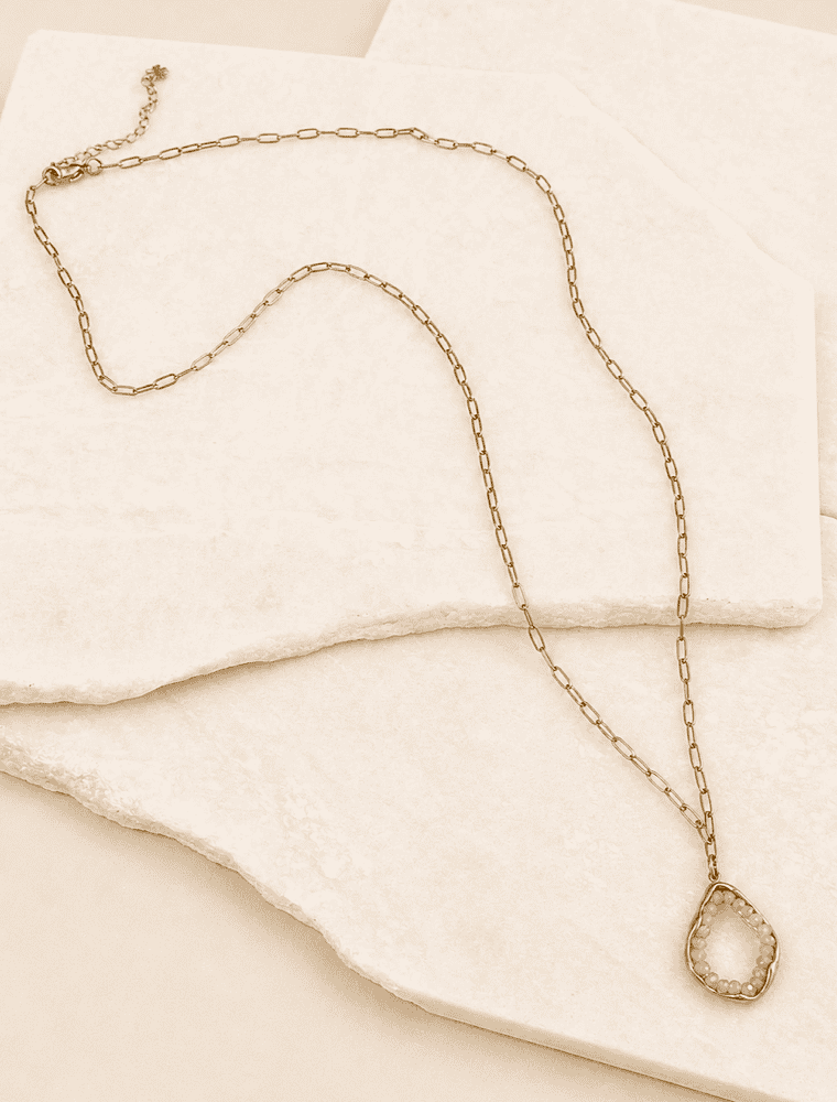 Heather mid length waterproof necklace-18k gold plated stainless steel.
