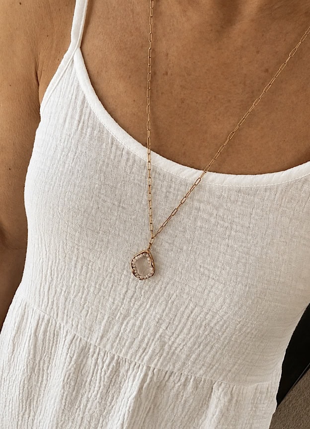 Heather mid length waterproof necklace-18k gold plated stainless steel. - Image 2