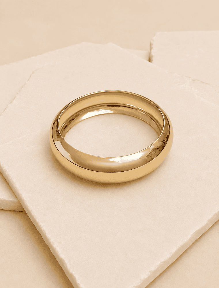 Norah gold chunky bangle-Gold Plated.