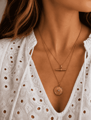 Stack and Save 10%. Cecile and Aletta set of two necklaces-14k gold plated stainless steel.