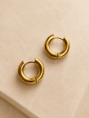 Anoushka waterproof chunky hoops-14k gold plated stainless steel.