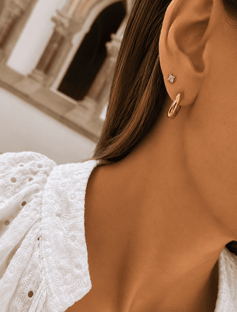 Anoushka waterproof chunky hoops-14k gold plated stainless steel. - Image 2
