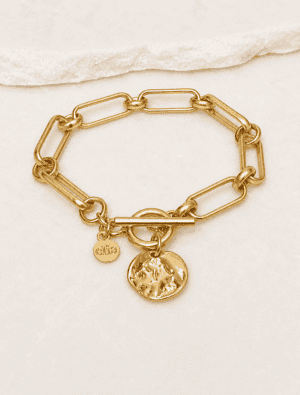 Lucia coin bracelet-Warm gold. 14k Gold Plated.