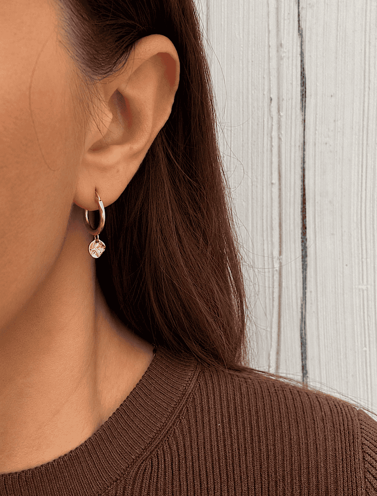 Lisbeth coin earrings-Warm Gold. 14k gold plated. - Image 2