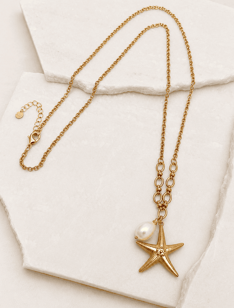 Sienna starfish necklace-Warm Gold-14k gold plated.