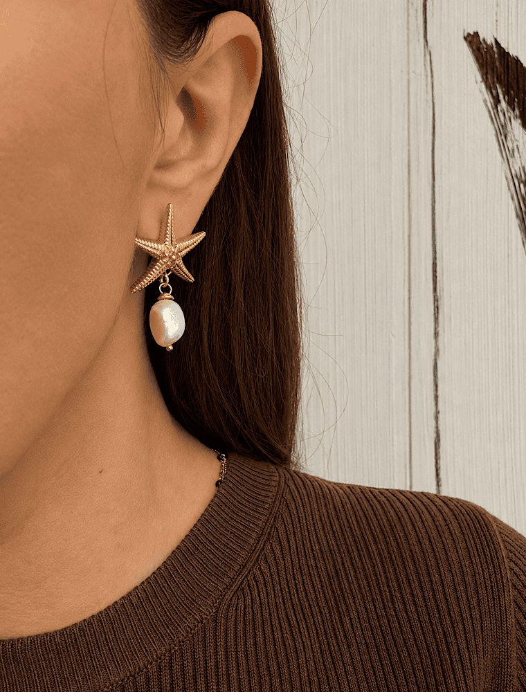 Minnie Starfish earrings-Warm Gold-14k Gold Plated. - Image 2