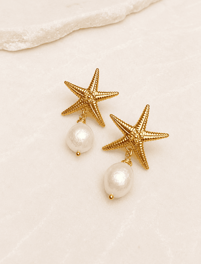 Minnie Starfish earrings-Warm Gold-14k Gold Plated.