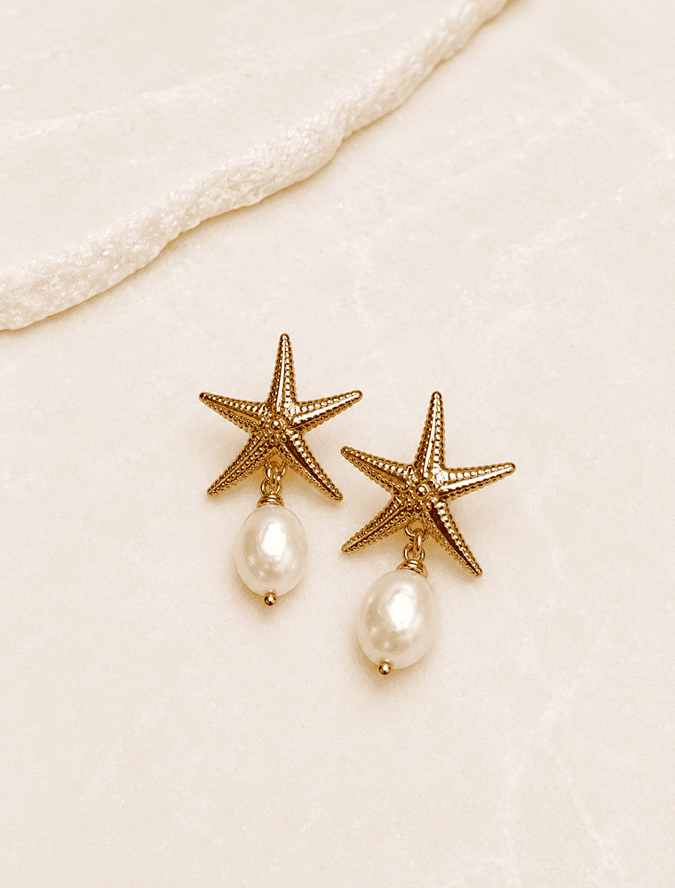 Minnie Starfish earrings-Warm Gold-14k Gold Plated. - Image 3