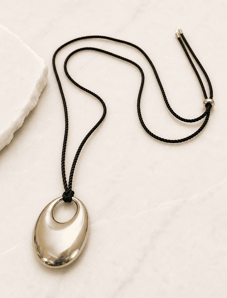 Lola long necklace-14k gold plated/Brown.