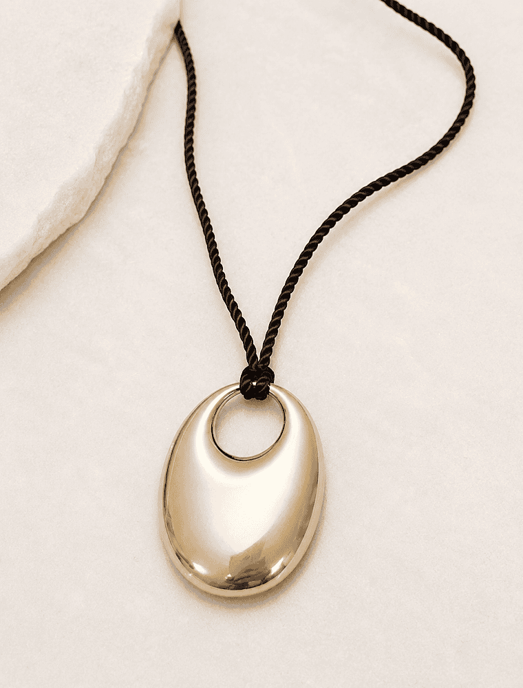 Lola long necklace-14k gold plated/Brown. - Image 3