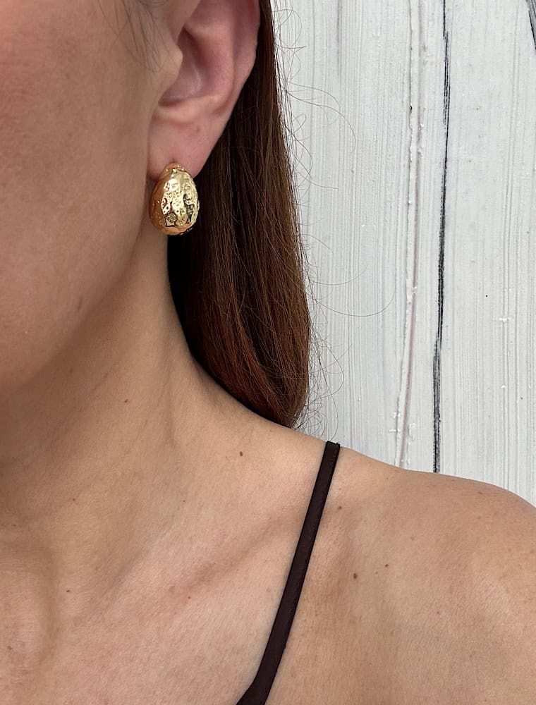 Flo dome earrings-14k gold plated. - Image 2