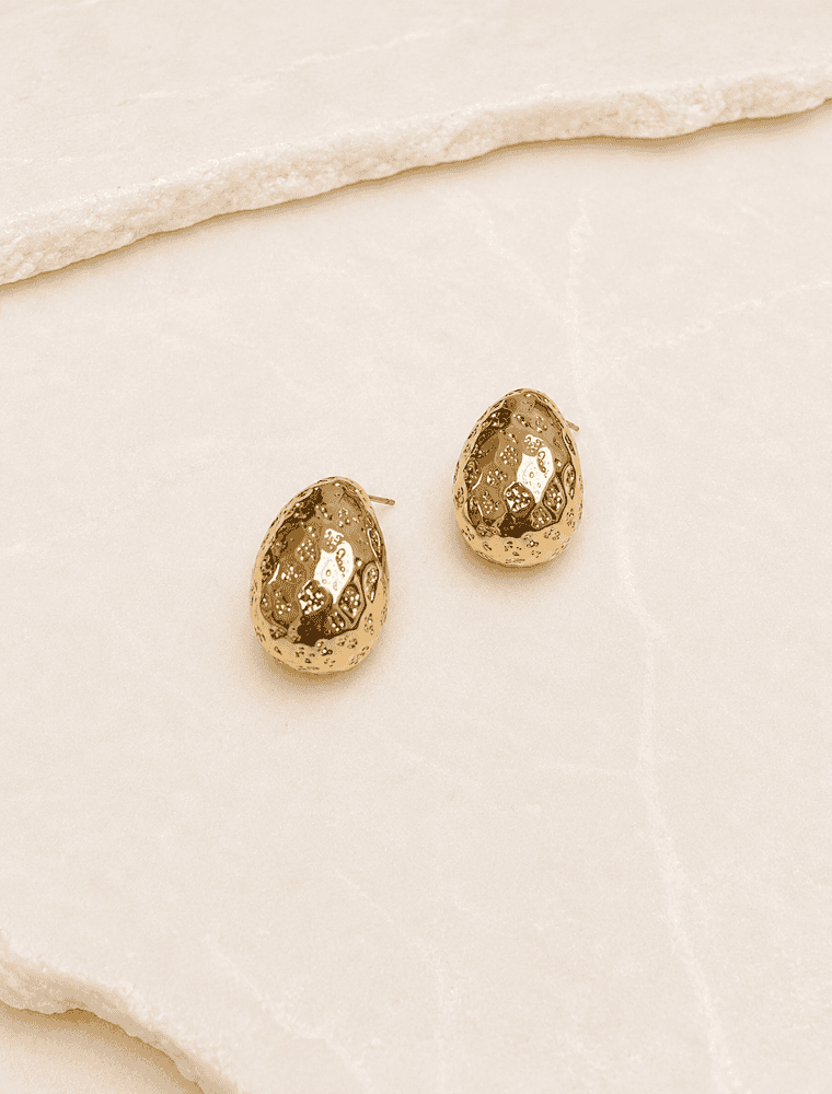 Flo dome earrings-14k gold plated.