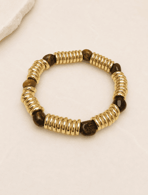 Isabel stretch bracelet-14k gold plated/tigers eye.