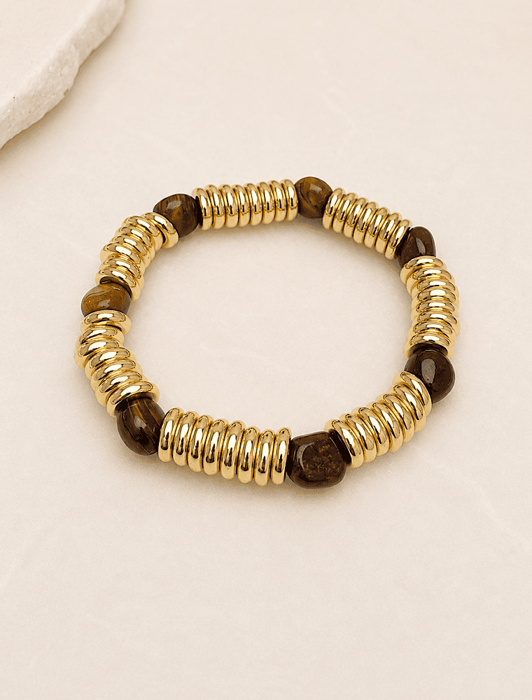 Isabel stretch bracelet-14k gold plated/tigers eye. - Image 2