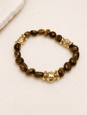 Brea stretch bracelet-14k gold plated/tigers eye.