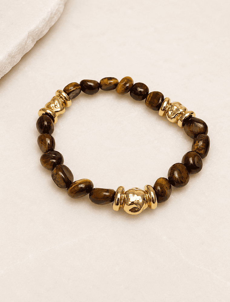 Brea stretch bracelet-14k gold plated/tigers eye.