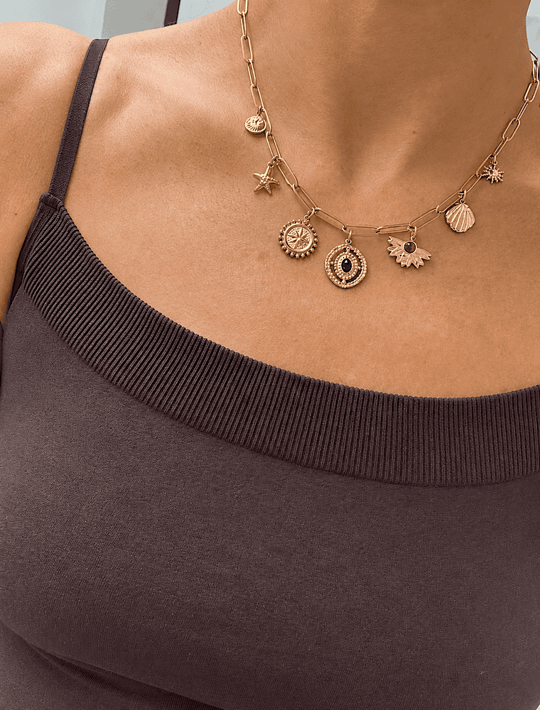 Becki waterproof charm necklace-14k gold plated. - Image 3