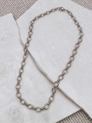 Sample Sale no6-Waterproof silver oval chain necklace.
