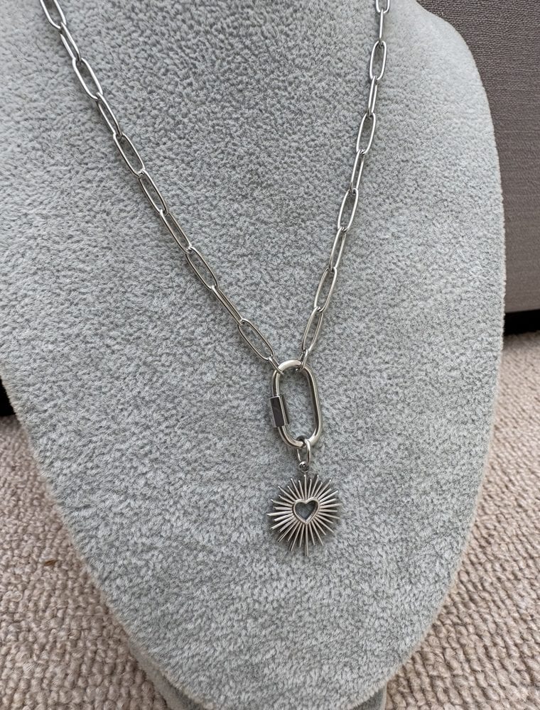 Sample Sale No27-Waterproof paperlink chain charm necklace- Stainless Steel. - Image 2