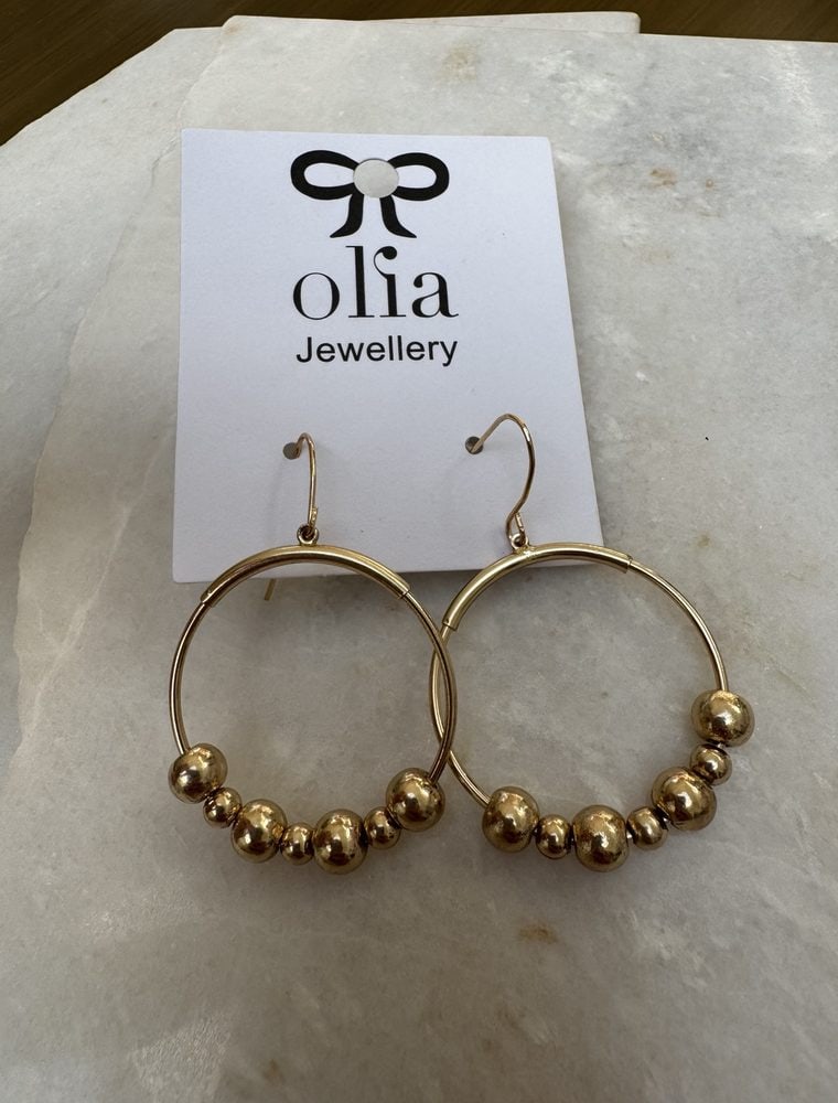 Sample Sale 29-Gold hoop earring with bead detail. - Image 3