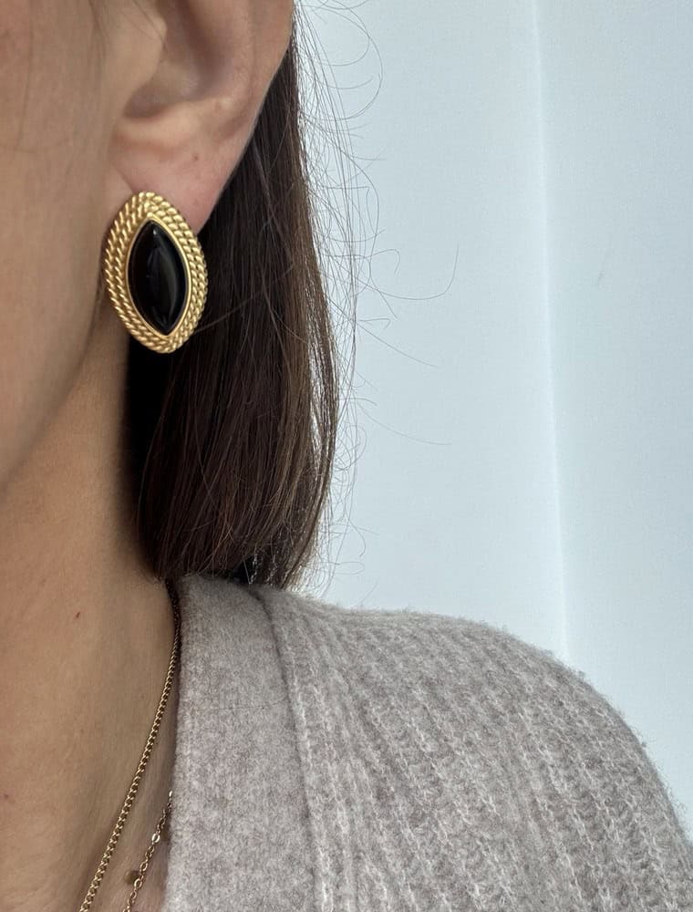 Sample Sale No66. Black and gold statement earrings. - Image 2